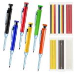 Deep Hole Solid Carpenter Pencil 6 Refill Leads Construction Pencil Set