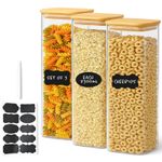 Glass Storage Set 2.3L Airtight Tall Glass Jars With Bamboo Lids and Labels