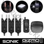 Sonik Gizmo 2 Bite Alarm Set Receiver Bivvy Light 2/3 or 4 Rod Carp Fishing