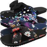 NEW WOMEN LADIES LIGHT FLAT SLIP ON FABRIC MULES SUMMER SANDALS FLIP FLOPS SIZE 
