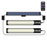 2000LM 2 Head LED Pendant Light Solar Power Outdoor Garden Shed Hanging Lamp
