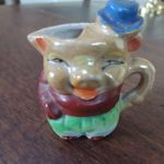 Vintage Ceramic Hand Painted Anthropomorphic Pig miniature creamer jug