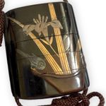 Japanese Lacquered Inro Bird Flower Edo 19th C Antique Makie Wooden Case 2.4 in