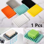 Silicone Soap Holder Draining Tray Non Slip Soap Dish Bathroom Kitchen Sink Rack