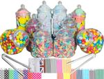 10 Plastic Sweet Jars 5 styles 2 tongs 50/100 bags Candy Buffet Retro Party
