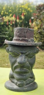 Antique Edwardian Grotesque Cast Metal (lead?) sailor contortionist tobacco Pot.