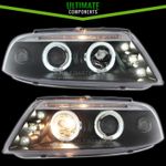 VW Passat B5.5 Saloon 2000-2005 Projector Halo Angel Eyes Rings Headlights Black