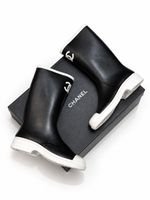 Authentic Womens Chanel CC Rubber Rain Boots / wellington EU 36 Black/White