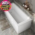 Modern Bathroom Single Ended 1700mm Straight Bath Square Acrylic White Bathtub