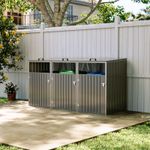 Triple Wheelie Bin Storage Metal Store Cover Garden Rubbish Dustbin 3 Shed House