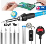 60W  Electronics Welding Solder Irons Tool Adjustable Temp Soldering Iron Kit UK