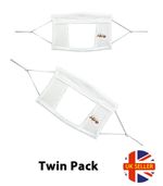 2 Transparent Face Mask Clear Window Deaf Friendly Visible Lip Reading Mask Wash