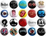 20 x Classic Rock Bands BUTTON PIN BADGES 25mm 1 INCH | Various Artists