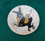 Vintage Hand Thrown Pottery Lava Glaze Donkey Wall Hanging Plate Spain - 20 cm