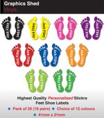 10 PAIRS PERSONALISED SHOE NAME STICKERS LABELS KIDS FEET FOR SCHOOL SHOES TAGS