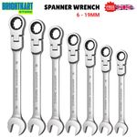 Ratchet Spanner Combination Ratchet Wrench Spanners 72T Flexi Head 6mm - 19mm