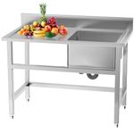 Commercial Sink Kitchen Stainless Steel Single Bowl Catering Drainer Wash Table