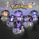Pokemon Crystal Ball 3D Pikachu Gengar Mewtwo Night Light Lamp Pokeball Kid Gift