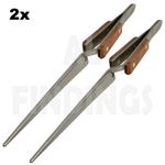 2x Straight Angled Self Cross locking soldering tweezers hands craft watch tool
