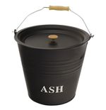 12L Ash Bucket Lid Black Metal BBQ Wood Fire Cast Iron Log Cleaning