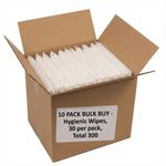 300 Bulk Dry Wipes | 10 Packs of 30 | Heavy Duty Disposable Hygiene Cloths