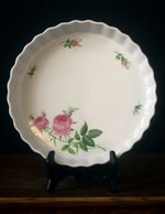 Vintage Christineholm Pink Rose Pie Plate Ceramic Bakeware Denmark