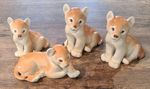 Lomonosov Lions  Made in USSR Vintage Ceramic Animal Figures x 4 -Set Bundle VGC