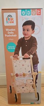 LITTLE TOWN WOODEN DOLLS PUSHCHAIR BUGGY STROLLER BABY DOLL TOY CUTE BRAND NEW