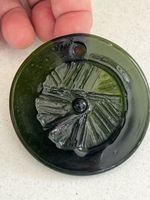 Vintage Holmegaard Green Glass Suncatcher  by Michael Bang wheel  2 Inch 
