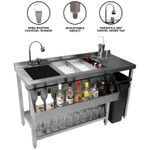 Cocktail Bar Station Stainless Steel Insulated Ice Well Sink Speed Rail Bin Void