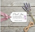 Custom Floral Wedding Favour Tags, Personalised Scalloped Landscape Wedding Gift