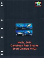$7.50 Scott Value - 2014 NEVIS Sharks Reef Caribbean CV MNH NH UMM