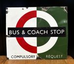 Bus & Coach Stop Heavy Enamel Metal  Sign