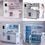 GALACTICA Toy Role Play Kitchen Wooden Pretend W/ Utensil Kids Cooking Set