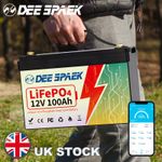 12V 100AH LiFePO4 Lithium Battery Bluetooth BMS 10000+Cycles RV Solar Off-grid