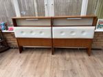Vintage Uniflex Teak&White Vinyl Headboard 2 Pieces MCM/ Retro
