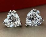 4.00 Ct Certified Heart Shape Natural White Diamond Studs VVS1 White Gold Finish
