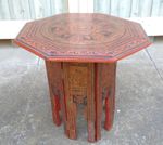Vintage Anglo-Indian Lacquered Occasional Table ~ with Hinged Folding Base/Stand