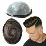 Mens Human HairToupee System 0.08mm Thin Skin Hair Piece 8X10 Express Shipping
