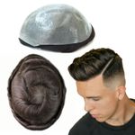 Mens Human HairToupee System 0.08mm Thin Skin Hair Piece 8X10 Express Shipping