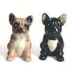 French Bulldog Black & Fawn ceramic Salt & Pepper shaker set Frenchie lover gift