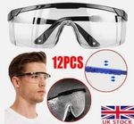 12Pcs Clear Safety Goggles Anti-Fog&Anti-Scratch Eye Protection Work/Lab Glasses