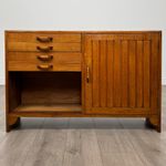 Vintage Small Golden Oak Sideboard | Tambour Door | AF-6176