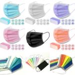DISPOSABLE 3 PLY FACE MASKS NON-MEDICAL SURGICAL MASK BLACK PINK ORANGE PURPLE