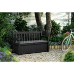 Keter Eden 265L Outdoor Garden Storage Bench Graphite Plastic Lockable Seat