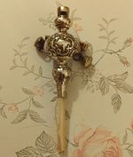 Vintage 925 Sterling Silver Baby Rattle Whistle Bells Mother of Pearl Handle