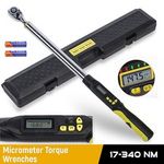 1/2" Dr Calibrated Digital Torque Wrench Adjustable 17-340Nm W/ Buzzer LED Flash