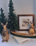 Fun Moose Figures Decorative Set; 2 Pc Set(2) Figures;Pinecone Necklace Accents;