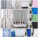 Waterproof Polyester Fabric Bathroom Shower Curtain Blind Print With 12Ring Hook