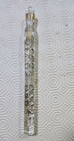  VICTORIAN GLASS LACHRYMATORY TEAR CATCHER ENAMEL PERFUME BOTTLE 1800s  complete